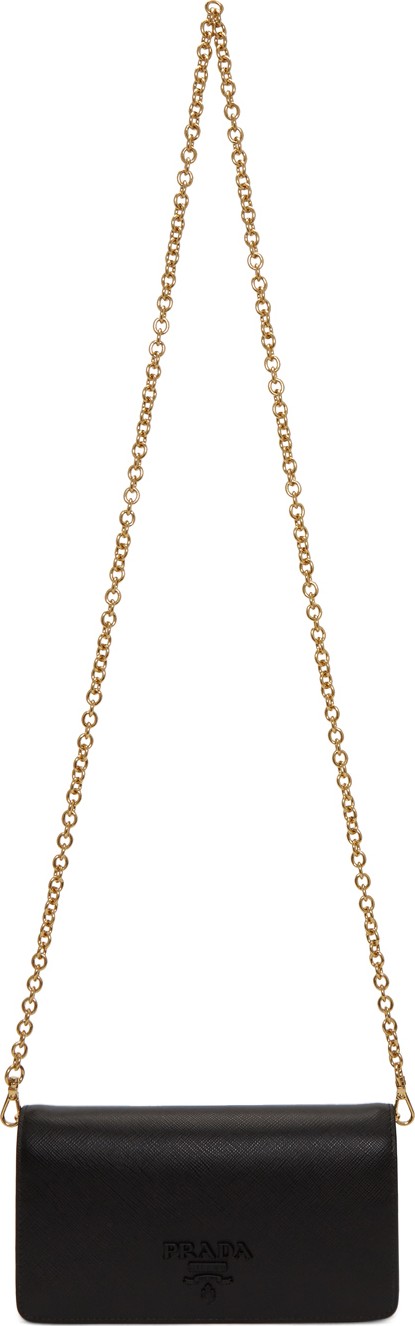 Prada Black Saffiano Chain Wallet Bag