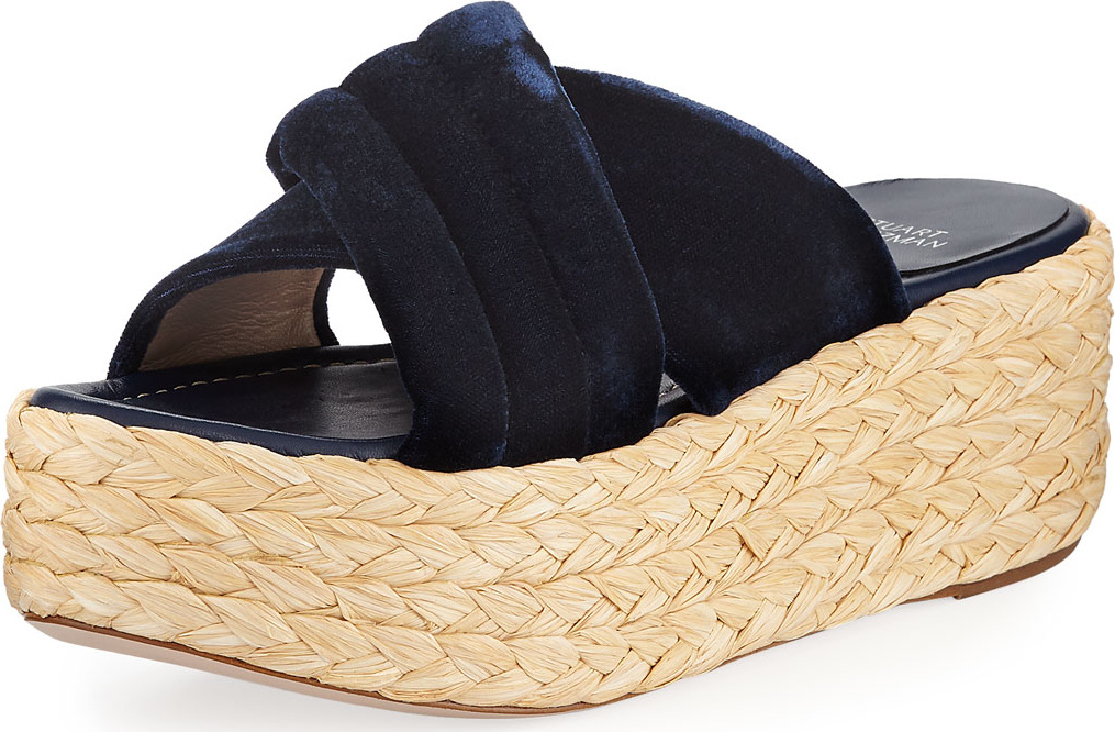 Stuart Weitzman Pufftopraffia Velvet Wedge Platform Sandal