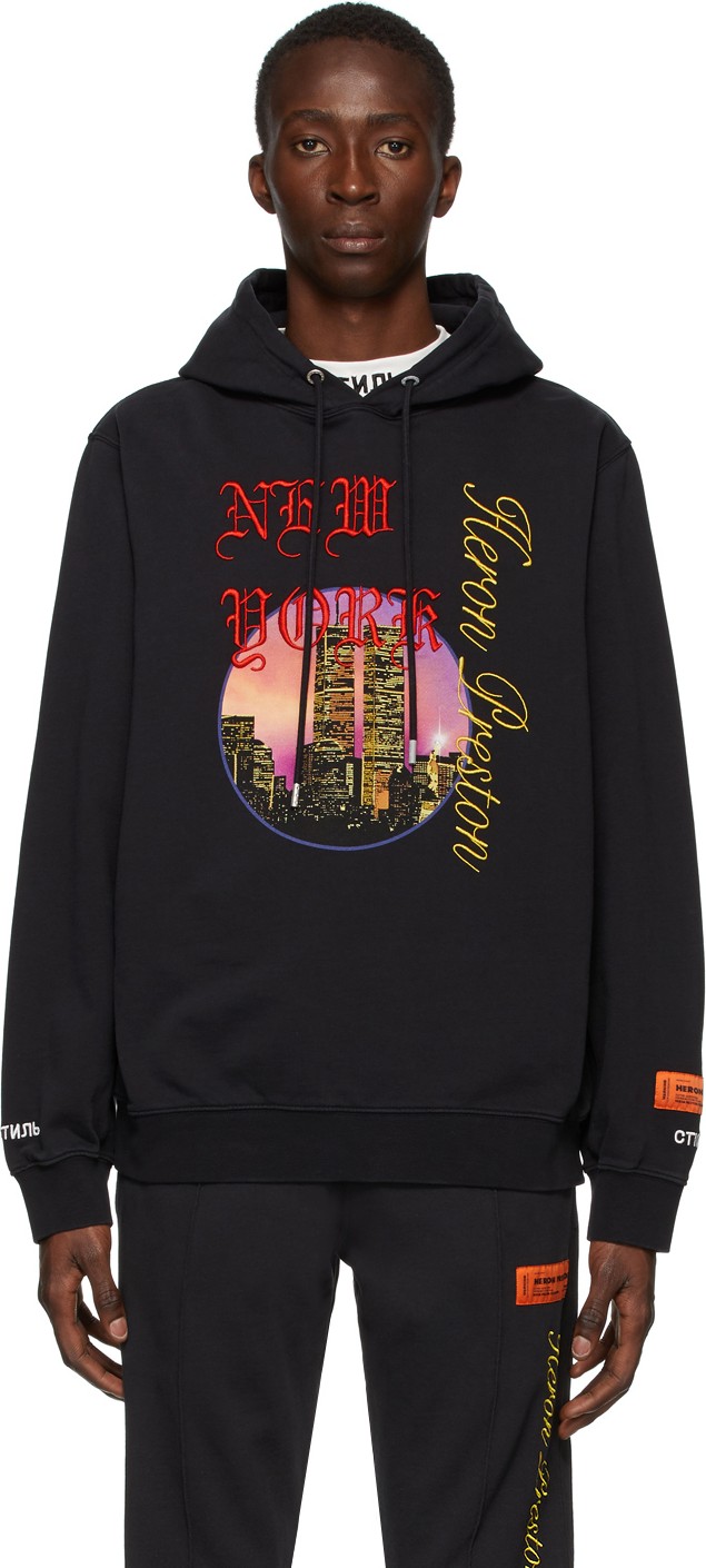 Heron Preston Black 'NYC' Skyline Hoodie