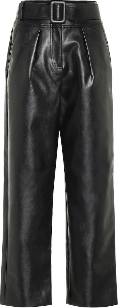 Self Portrait High-rise wide-leg leather pants