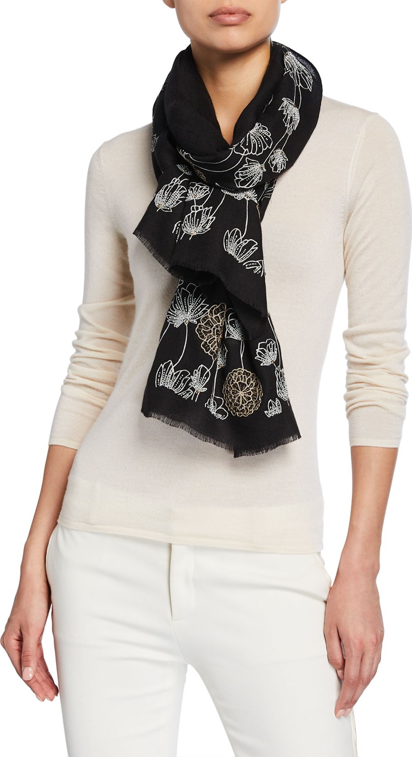 K Janavi Tulip Garden Cashmere Scarf