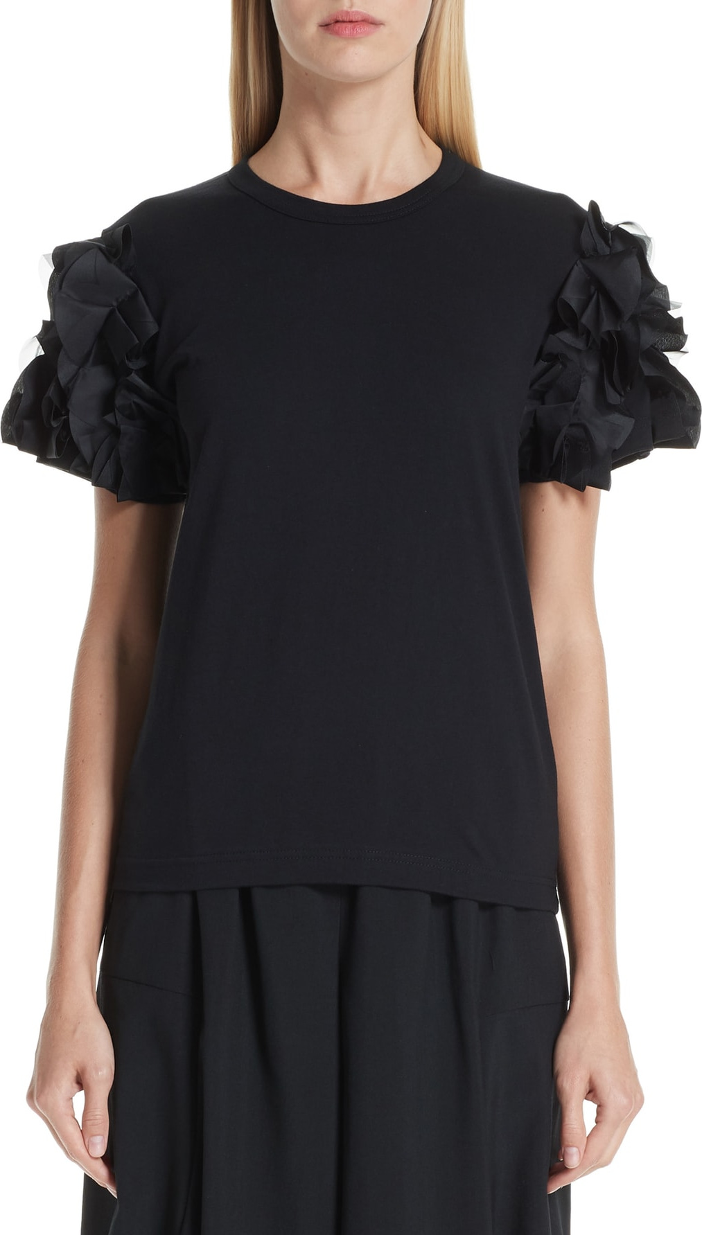 Comme Des Garcons Floral Appliqué Tee