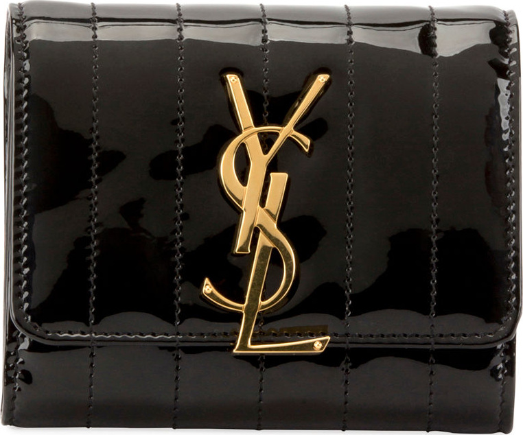 Saint Laurent Vicky YSL Monogram Compact Trifold Wallet