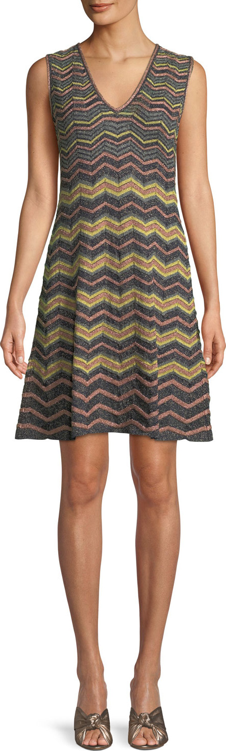 M Missoni Metallic Zigzag A-Line Dress