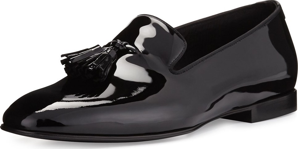 TOM FORD Chesterfield Patent Leather Tassel-Front Loafer, Black