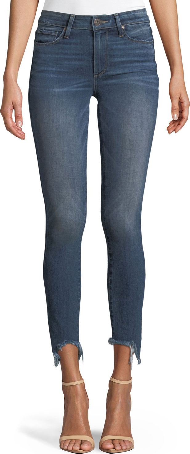 PAIGE Verdugo Skinny Ankle Jeans with Torn Fray Hem