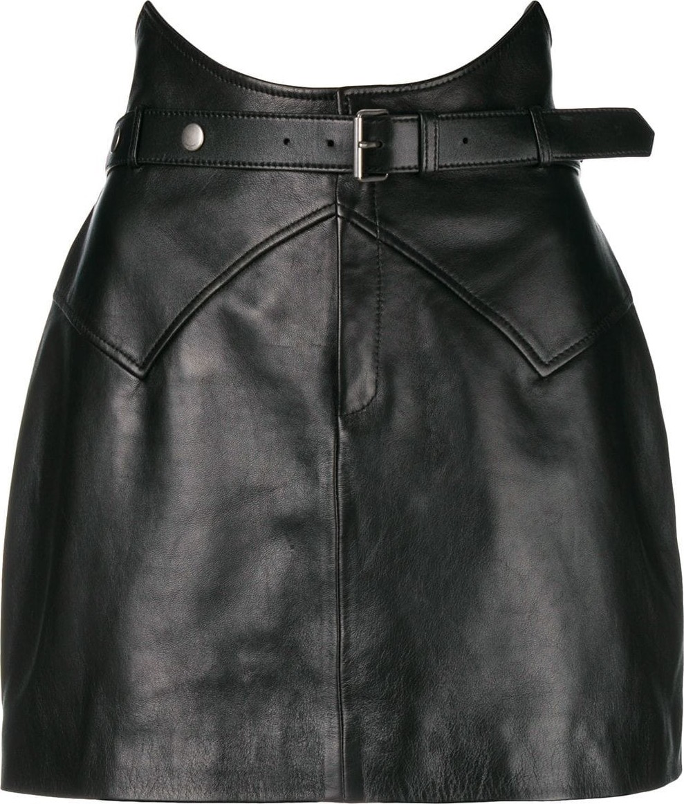 Saint Laurent belted leather mini skirt
