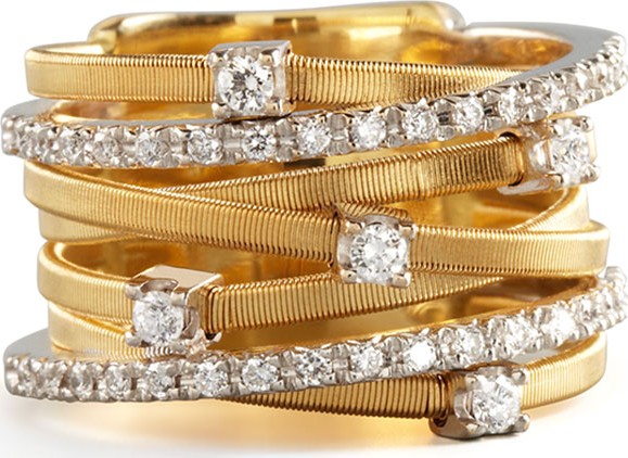Marco Bicego Goa Seven-Row Mixed Gold Diamond Ring