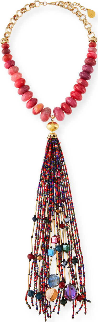 Devon Leigh Seed Bead Long Tassel Necklace