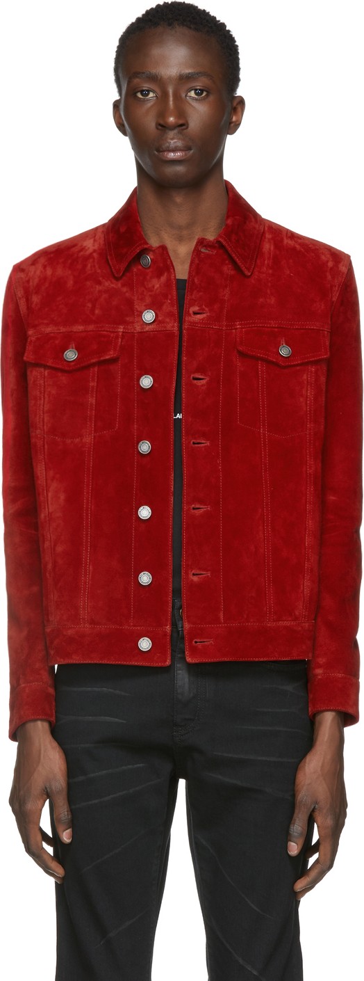 Saint Laurent Red Suede Classic Jacket