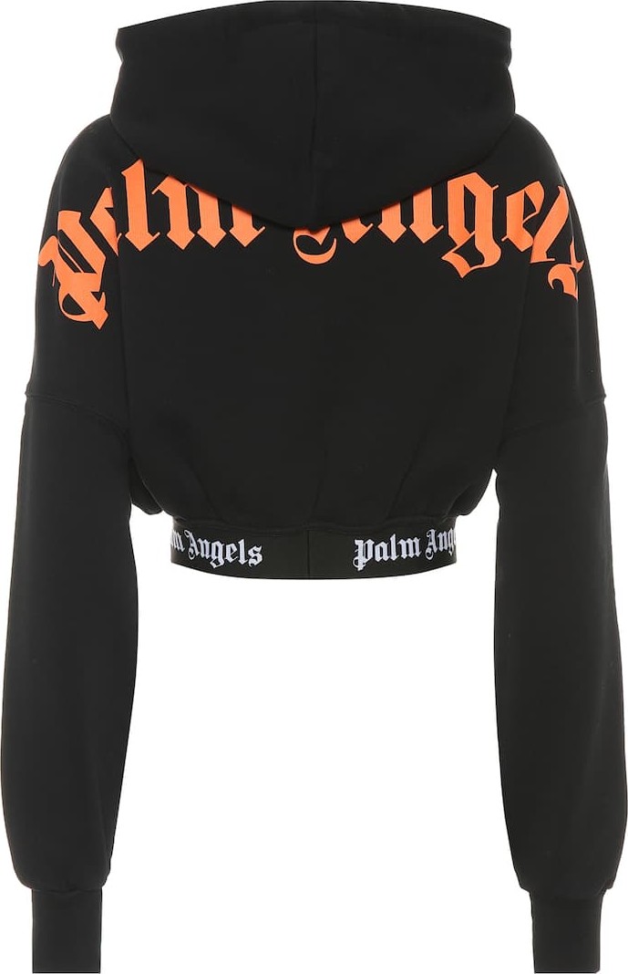 Palm Angels Cropped cotton jersey hoodie