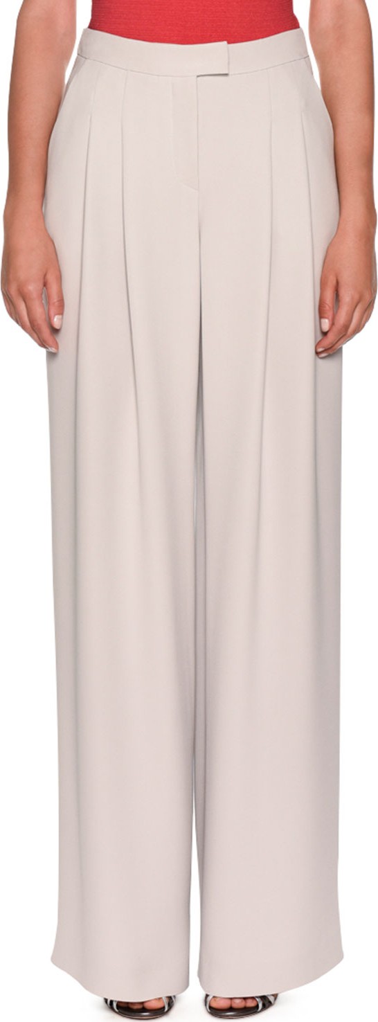 Giorgio Armani Pleated Wide-Leg Crepe Pants