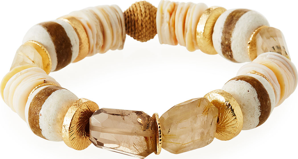 Akola Quartz Striped Glass Bead Bracelet