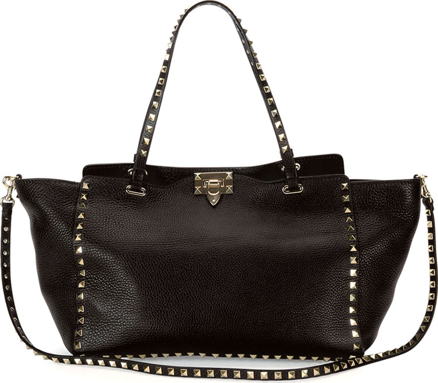 Valentino Rockstud Grained Leather Medium Tote Bag