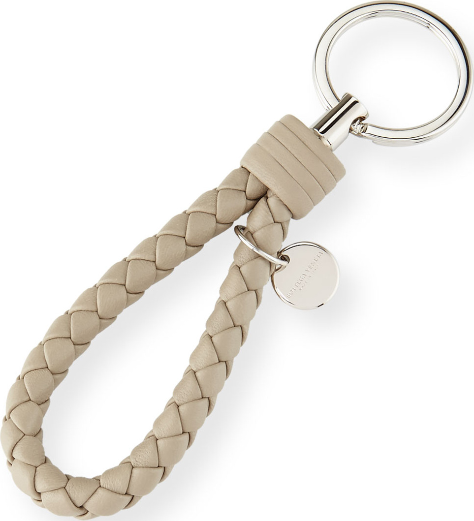 Bottega Veneta Braided Loop Key Ring, Light Gray