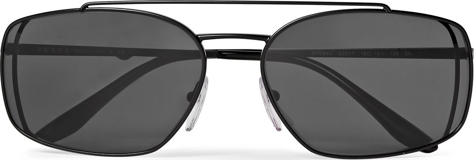 Prada Pillow Rectangular-Frame Titanium Sunglasses
