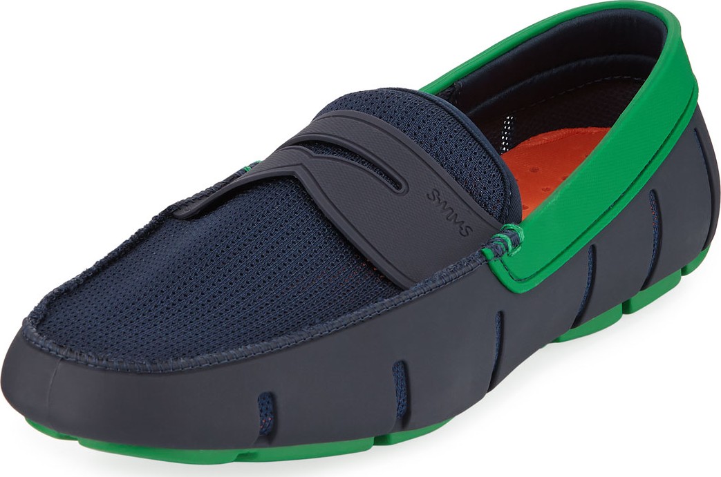 Swims Men's Rubber Penny Loafer Water Shoes, Navy/Jolly Green