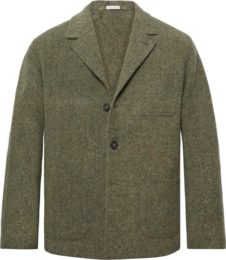 Massimo Alba Army-Green Unstructured Wool-Tweed Blazer