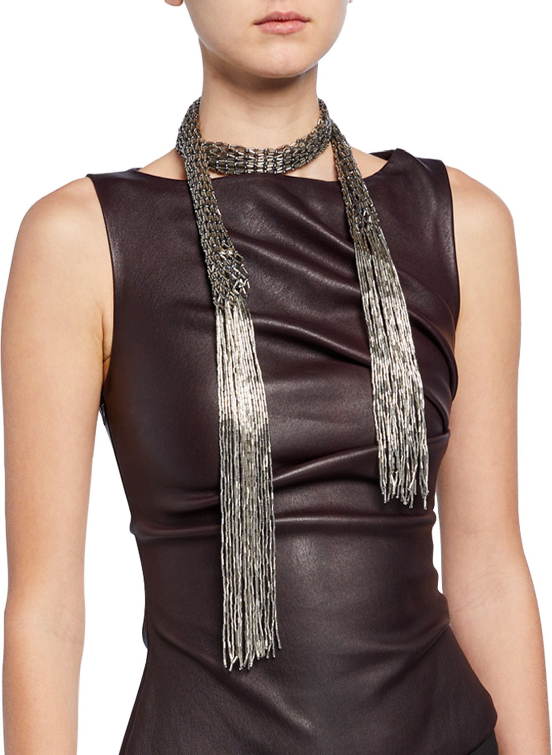 Dries Van Noten Skinny Shimmered Scarf