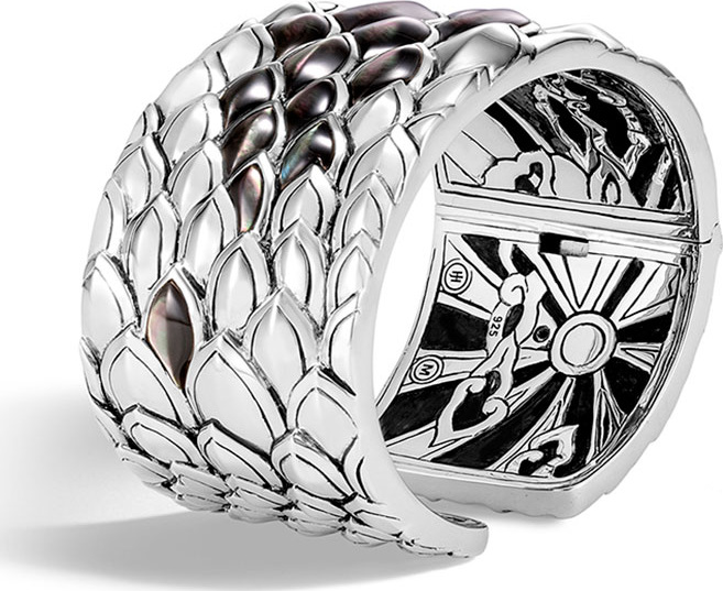John Hardy Legends Naga Silver Mother-of-Pearl Kick Cuff Bracelet