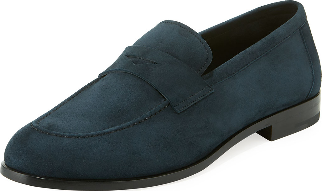 Giorgio Armani Men's Calf Suede Penny Loafer Shoe