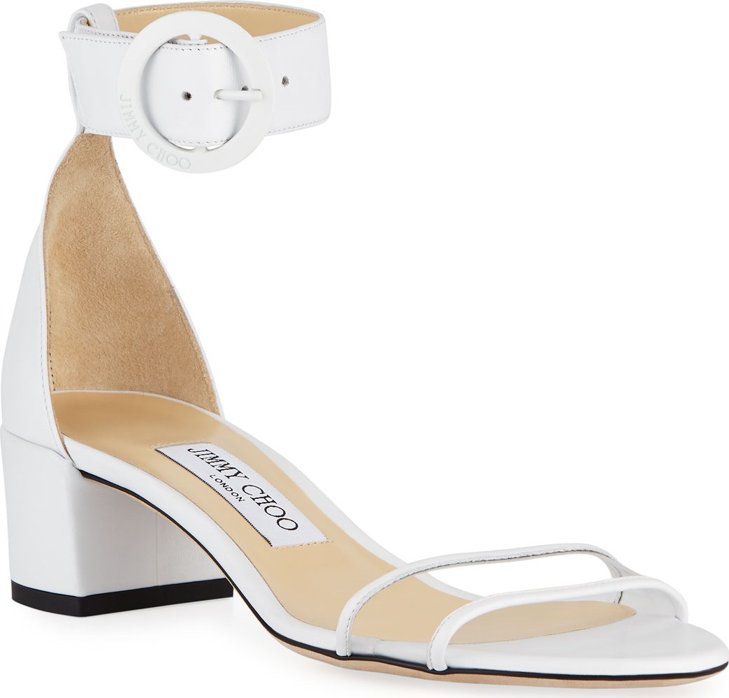 Jimmy Choo Jaimie Leather and PVC Block-Heel Sandals