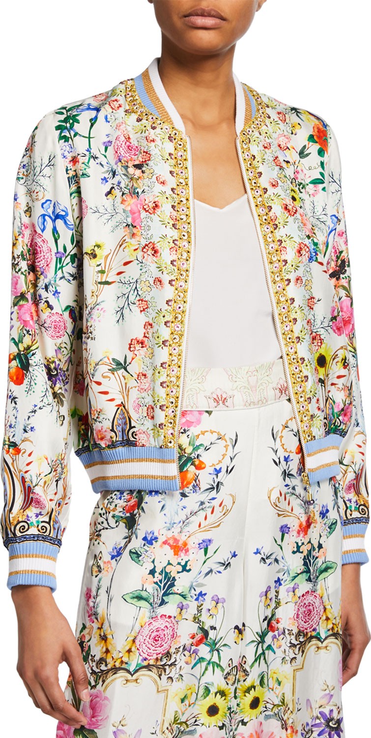 Camilla Printed Silk Bomber Jacket