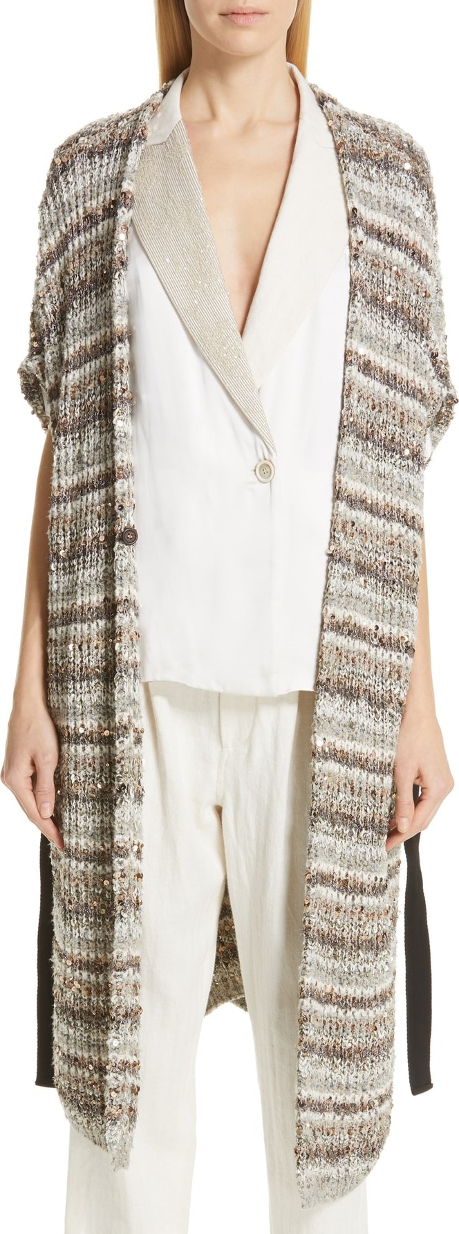 Brunello Cucinelli Sequin Stripe Cardigan