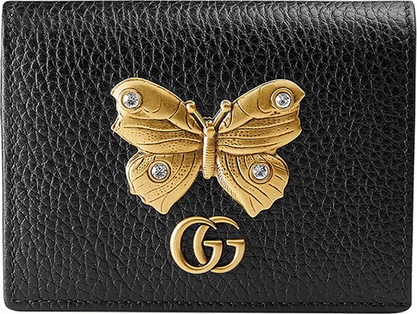 Gucci Linea Farfalla Leather Card Case with Butterfly