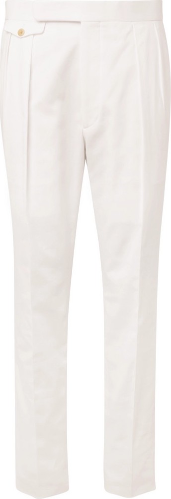 Ralph Lauren Purple Label Gregory Tapered Pleated Cotton-Twill Trousers