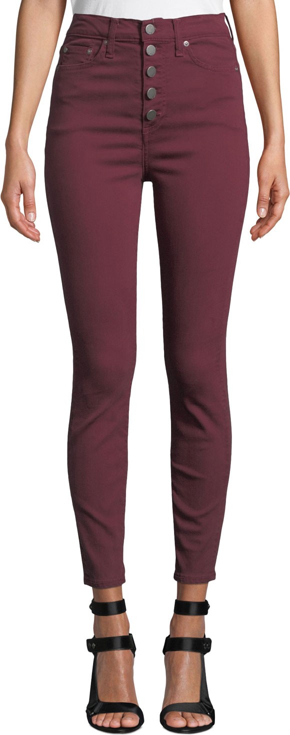 Alice + Olivia Good High-Rise Twill Skinny Jeans with Exposed Fly