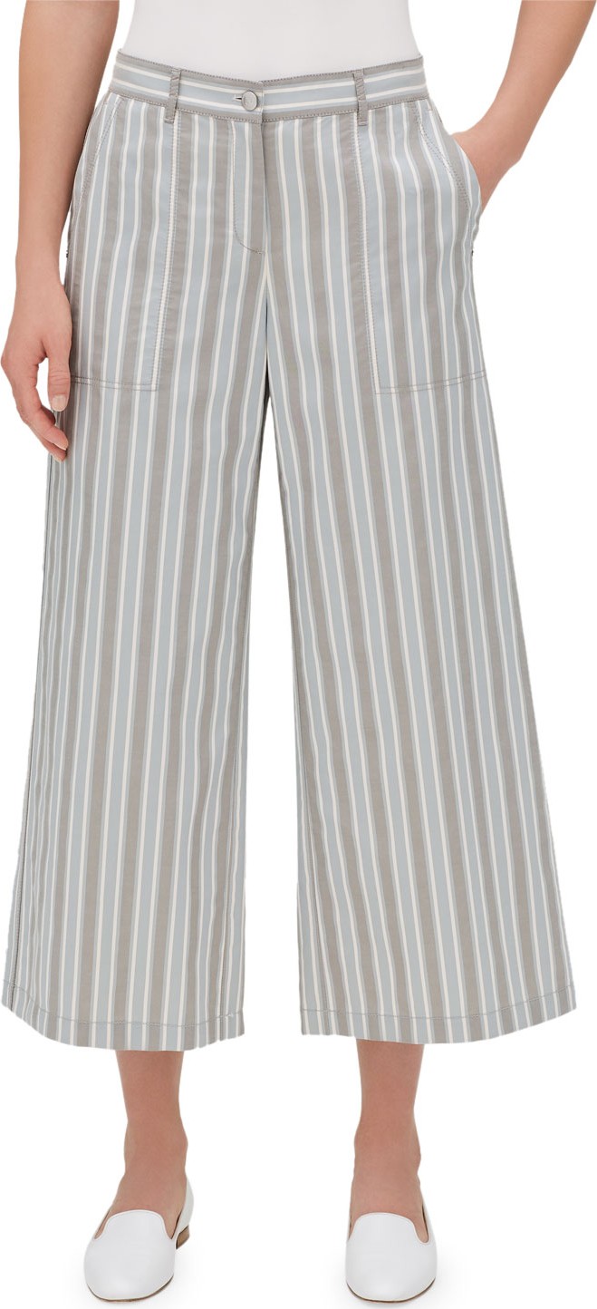 Lafayette 148 New York Fulton Elixir Striped Cropped Wide-Leg Pants