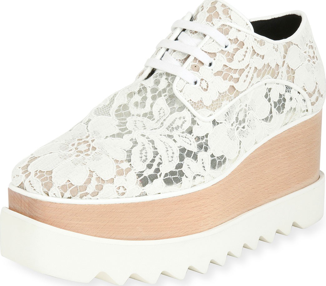 Stella McCartney Elysse Lace Platform Wedge Sneaker
