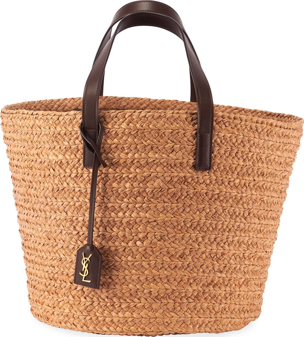 Saint Laurent Panier Raffia Basket Tote Bag