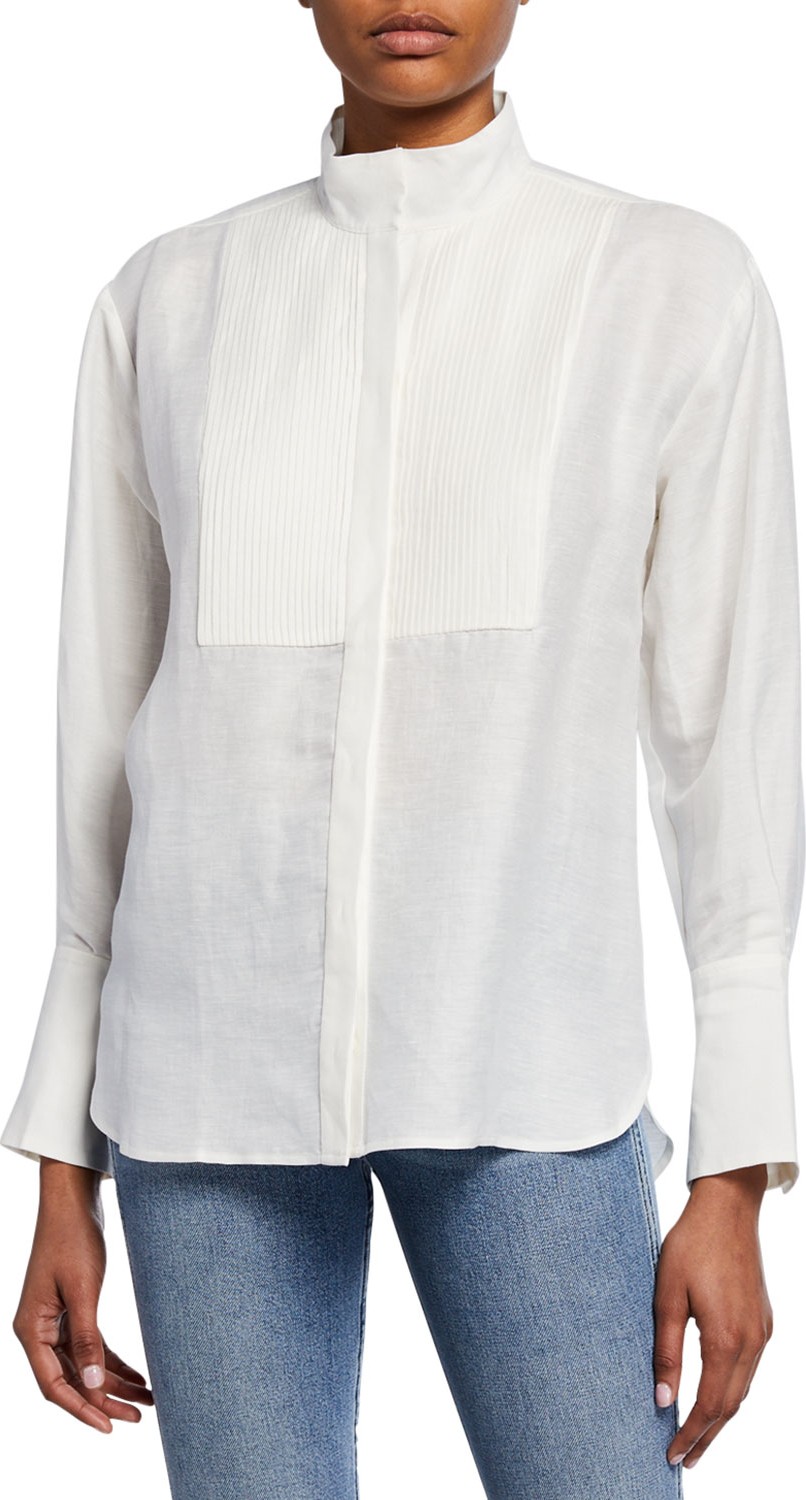 FRAME DENIM Clean Collared Tux Shirt