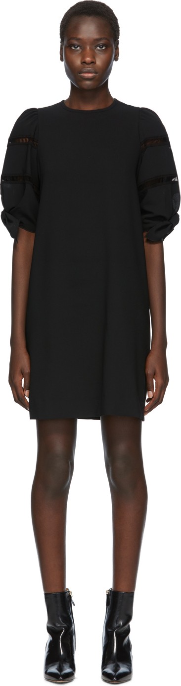 See By Chloé Black Crepe Puff Shoulder Dress See By Chloé Black Crepe Puff Shoulder Dress