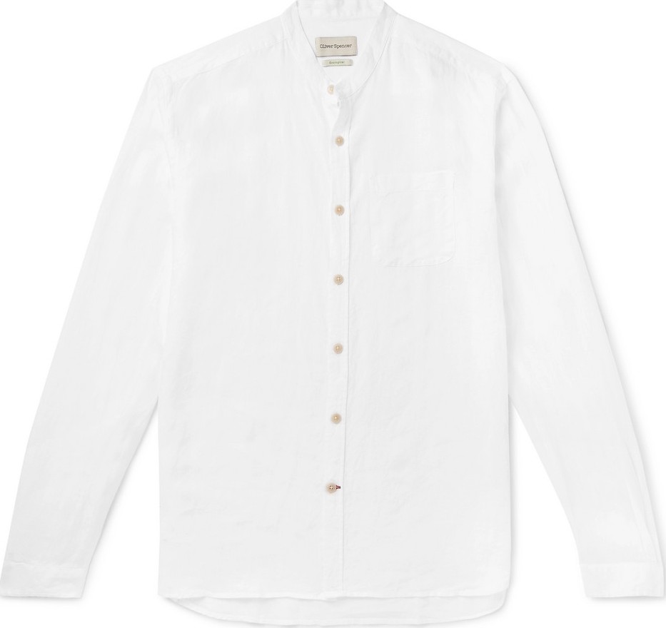 Oliver Spencer Grandad-Collar Linen Shirt