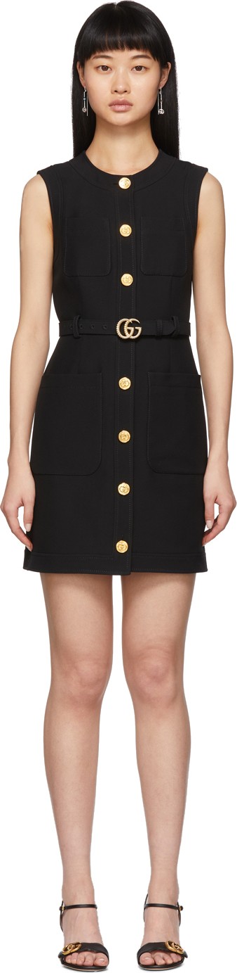 Gucci Black Cady Vest Dress