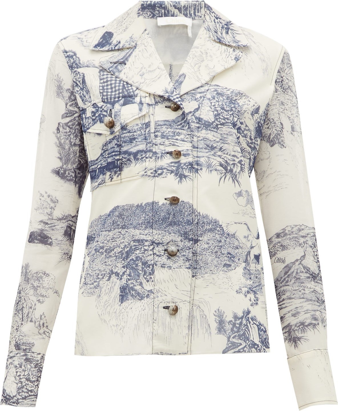 Chloe Toile de Jouy-print silk blouse