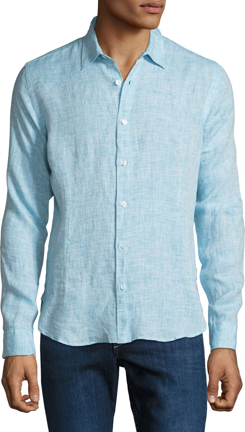 Orlebar Brown Men's Morton Tailored Sport Shirt, Blue