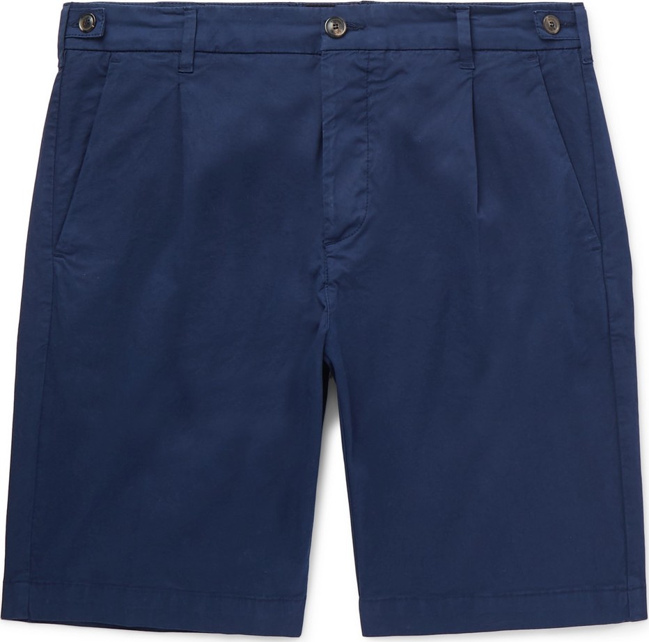 Tod's Slim-Fit Pleated Garment-Dyed Cotton-Blend Shorts