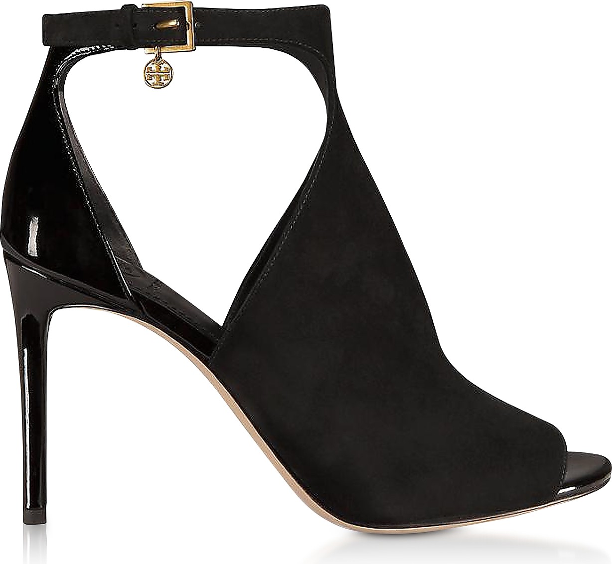 Tory Burch Ashton Bootie Black Suede and Patent Leather Sandals