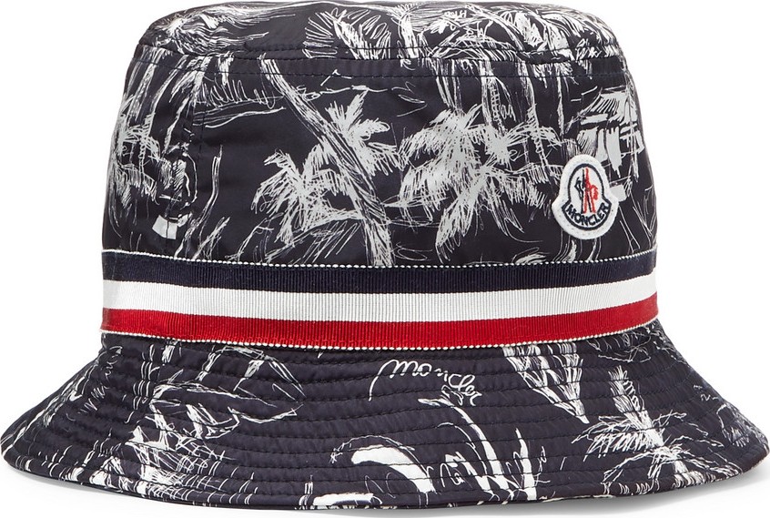 Moncler Grosgrain-Trimmed Printed Shell Bucket Hat