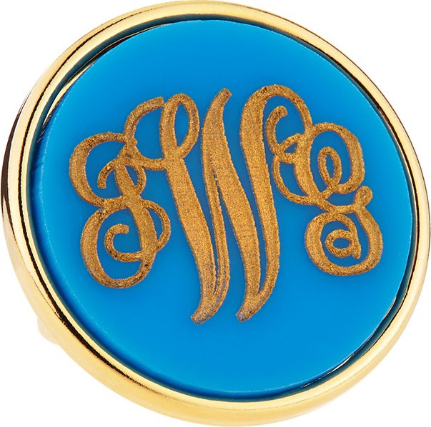 Moon and Lola Large Script-Lettered Circle Acrylic Monogram Ring