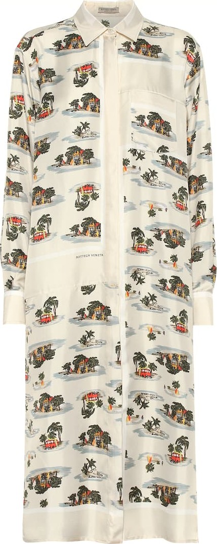 Bottega Veneta Printed silk twill shirt dress