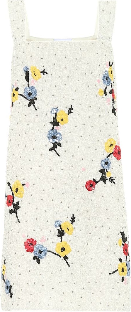 Ganni Floral bead-embellished minidress
