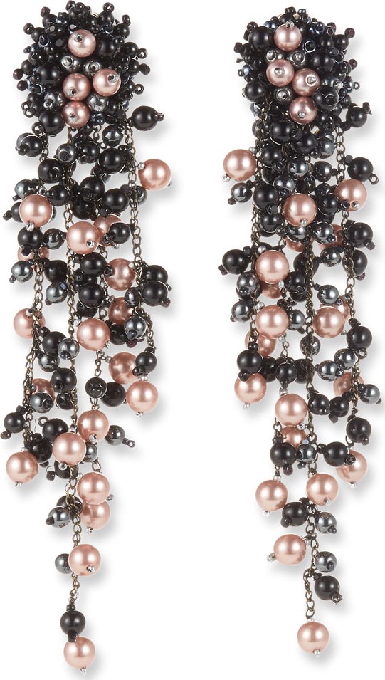 Oscar De La Renta Pearly Chain Drop Earrings