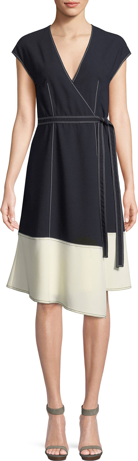 Joie Mahesa Colorblock Cocktail Wrap Dress