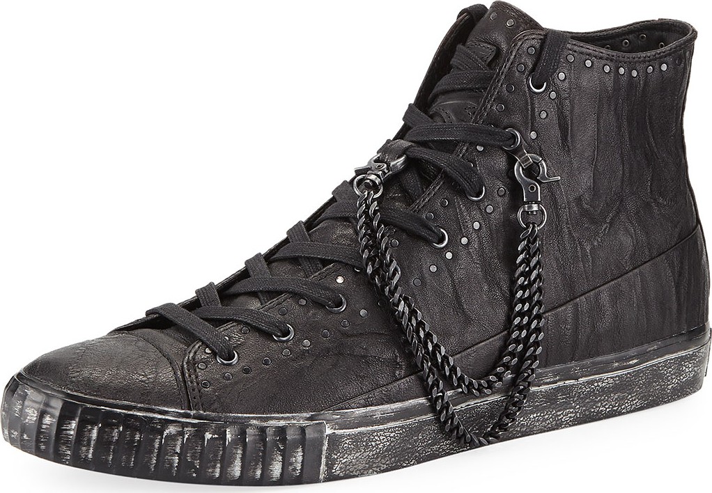 John Varvatos Men's Studded Mid-Top Leather Sneakers