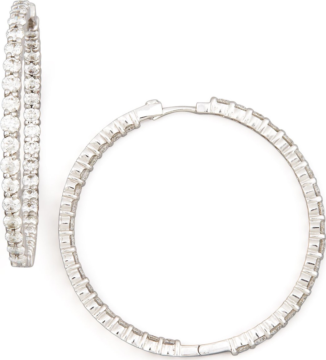 Roberto Coin 46mm White Gold Diamond Hoop Earrings, 7.57ct